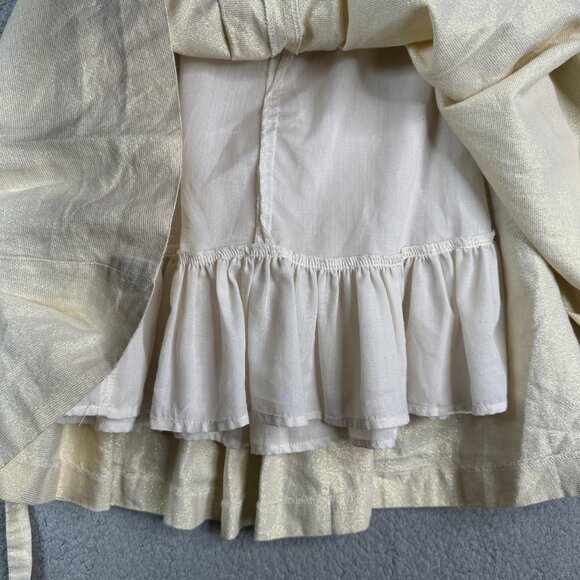 Vintage Anavini Hand Smocked Size 5 Beige Short Sleeeves Pleated Dress Midi Line - Picture 5 of 12